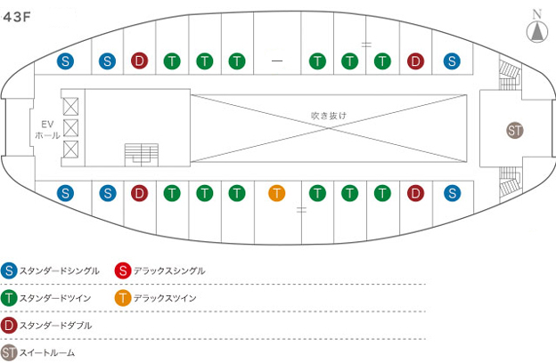 フロアマップ_アッパープレミアムコンフォートフロア43F